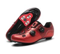 JiuQing Unisex Road Cycling Shoes SPD Compatible with Peloton Bike Riding Shoes with Delta Cleats for Indoor Outdoor,Red,9.5 UK