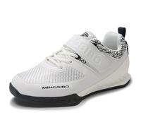JiuQing Weightlifting Shoes for Men Women Cross-Training Gym Footwear Breathable Non-Slip for Squat Powerlifting,White,4 UK