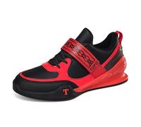 JiuQing Weightlifting Shoes Men Women Indoor Gym Sneakers Flat Non-Slip Professional Deadlift Squat Sports Shoes,Red B,9 UK