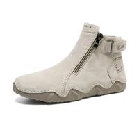JiuQing Women's Chukka Boots Warm Flat Ankle Bootie Side Zipper Soft Bottom Casual Walking Shoes,Brown,7 UK
