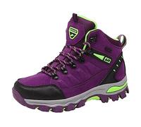 JiuQing Women's Walking Boots Waterproof Trekking & Hiking Shoes for Backpacking Camping Trails Outdoor Walking,Purple,5 UK