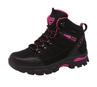 JiuQing Women's Walking Boots Waterproof Trekking & Hiking Shoes for Backpacking Camping Trails Outdoor Walking,Black,4 UK