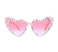 Jiusely 1 X Birthday Glasses, Girl’s birthday Glasses decoration, Birthday Pearl Sunglasses,Pink Heart Shaped Shiny Bling Diamond Sunglasses,Birthday Party Gift