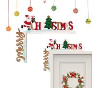 Jiusely 1PC Wooden Christmas Door Frame Decorations Ornaments Santa Claus Christmas Door Corner Decoration Wooden Door Frame Decor for Xmas Holiday Party Home Decoration(Left)