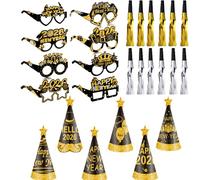 Jiusely 2026 New Years Accessories New Year’s Eve Party Decorations Set - Hats Headbands Photo Booth Props Eyeglasses Blowouts