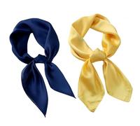 Jiusely 2PCS Women's Square Satin Silky Scarves Bandanas Wrap Scarves Plain Neck Scarf 50s Retro Style 70x70cm Head Handbag Hair Wraps Ribbons Handkerchief Necktie
