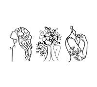 Jiusely 3 Pieces Metal Wall Art Decor, Black Minimalist Abstract Woman Wall Art, Modern Female Line Drawing Wall Art for Bedroom Office Living Room Studio Wall Decorations