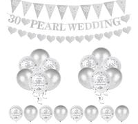 Jiusely 30th Wedding Anniversary Decorations, Silver Pearl Anniversary Decorations, 30th Pearl Wedding Anniversarys Decoration, 30 Silver Balloons for Women Brides Party Decoration