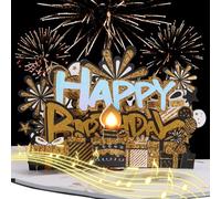 Jiusely 3D Pop Up Musical Birthday Card, DIY Custom Age Number Birthday Greeting Cards, Happy Birthday Card with Blowable Candle, Birthday Card Gifts for Men Women Kids