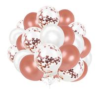 Jiusely 60pcs Rose Gold Balloons,12 Inch Metallic Rose Gold and White Balloons Pink Confetti Balloon for Baby Boy Girl Shower Bridal Shower Birthday Wedding Party Decorations