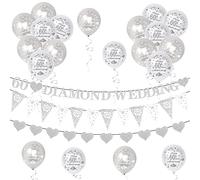 Jiusely 60th Diamond Wedding Glitter Banners,60th Wedding Anniversary Decorations Banners,60th Anniversary Bunting Flag and Balloons for Anniversary Party Supplies