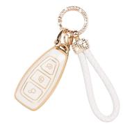Jiusely Car Key Cover with Keychain for Ford, 3 Buttons Soft TPU Keys Shells Car Key Cover Compatible with Ford Focus Fiesta Galaxy Kuga B-Max Grand C-Max S-Max Mondeo