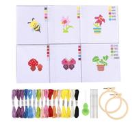 Jiusely Cross Stitch Kits for Kids Beginners, 6Pcs Embroidery Kit for Beginners Kid, Needlepoint Embroidery Kit Kids Cross Stitch Craft Set for Craft Lovers Embroidery Supplies