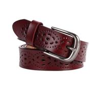 Jiusely Fashion Hollow Flower Design Ladies Waist Belt,Vintage Genuine Cowhide Leather Women's Belt, Women Leather Belts, Retro Alloy Buckle Belt for Jeans Dresses (Coffee)