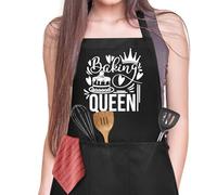 Jiusely Funny Baking Apron for Women, Baking Queen Cooking Apron with 3 Pockets, Unisex Waterproof Kitchen Apron for Baker,