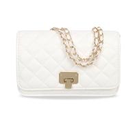 Jiusely Ladies Crossbody Bags Quilted Designer Handbags, White Evening Clutch Small Flap Shoulder Bag with Chain Strap PU Leather Phone Bags for Daily Life Banquet Walk Holiday Night Out Shopping