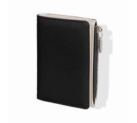 Jiusely Leather Purses for Women, Black Small Ladies Wallet Purse Bifold Light Weight Purse with Id Window Credit Card Holder Zipper Wallet Coin Pocket for Daily Matching