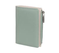 Jiusely Leather Purses for Women, Mint Green Small Ladies Wallet Purse Bifold Light Weight Purse with Id Window Credit Card Holder Zipper Wallet Coin Pocket for Daily Matching