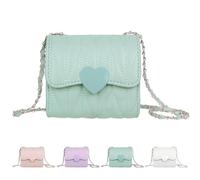 Jiusely Little Girl Handbag Crossbody Bag, Girl Shoulder Bag Cute Heart Design Princess Crossbody Bags Shoulder Bag, Kids Handbag for Toddler Kids Girls Birthday Gift (Green)