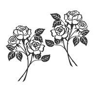 Jiusely Metal Rose Flowers Wall Art Decor 2 PCS, Black Metal Wall Art for Kitchen, Black Metal Rose Flowers Wall Art, Wire Wall Hanging Decor for Living Room Bathroom Bedroom Patio Balcony Kitchen