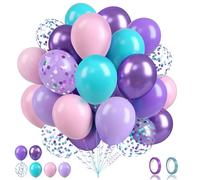 Jiusely Purple Pink Balloons, 60pcs Pink and Purple Balloons for Girls, 12 Inch Multi Coloured Balloon with Confetti, Birthday Balloon for Girls Birthday Party Decorations Wedding