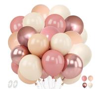Jiusely Rose Gold Balloons, Retro Pink Gold Balloon 60 pcs, Pink and White Balloons, Baby Girls Birthday Decorations, Pastel Pink Balloon for Birthday Wedding Baby Shower Party Decoration