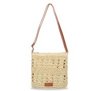 Jiusely Straw Beach Bag for Women, Handwoven Crossbody Purse Summer Woven & Shoulder bags with Zipper and Adjustable Strap, Small Lightweight Handbags for Travel Vacation (Beige)
