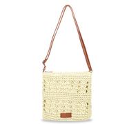 Jiusely Straw Beach Bag for Women, Handwoven Crossbody Purse Summer Woven & Shoulder bags with Zipper and Adjustable Strap, Small Lightweight Handbags for Travel Vacation (Creamy White)