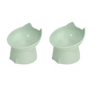 JIUSILIFE 2 Pcs Plastic Elevated Cat Bowls, 15 Degree tilt heightened cat Food Bowl, Raised Pet Food Water Bowls, Kitten Food Dishes Pet for Cats and Small Dogs, Elevated Kitten Food Bowl,Green