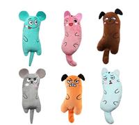 JIUSILIFE 6 PCS Catnip Toys, Interactive Cat Toy Pack, with Catnip and Rattle Paper, Bite Resistant, Indoor Cartoon Mice Toys for Indoor Cat Entertainment