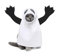 JIUSILIFE Dog Costume Halloween Ghost,White Ghost with Double Hands Costume Adjustable Soft Breathable Spooky Trick or Treat Party Cosplay Costume for Small,Medium,Large Dog,Cat,Puppy,XS