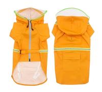 JIUSILIFE Dog Raincoat with Transparent Waterproof Hood with Reflective Safety Bands and Practical Hole for the Adjustable and Durable Waterproof Leash for Pets, Pink, 4XL