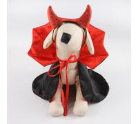 JiuSiLIFE Halloween Pet Cape Costume Vampire Cloak Funny Devil Horns, Cat Dog Headgear Adjustable Straps, Cat Devil Horns for Cats Dogs,Black