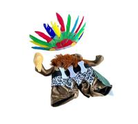 JIUSILIFE Halloween Pet Costume Indian Outfit Dog Funny Cat Clothes for Taking Pictures Creativity Kitty Cosplay Apparel for Cats, Small Medium Dogs,L