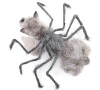JiuSiLIFE Halloween Spider Costume for Dog Cat,Spider Cosplay Apparel for Party Decor Supply Adjustable Magic Tape Harness with Giant Furry Legs,Gray,M