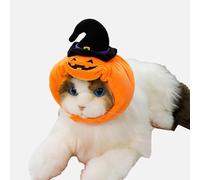 JIUSILIFE Pet Halloween Costume Dog Pumpkin Hat with Witch Cap Adjustable Cat Headdress Funny Spooky Dog Head Accessories Cute Pet Party Cosplay Headwear for Cats and Small Dogs,Orange