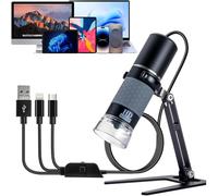 Jiusion 1080P USB Digital Handheld Microscope, 50 to 1000x Magnification Endoscope Full HD 1920x1080P Camera 8 LEDs with Metal Stand for iPhone&iPad Android Mac Windows Linux Chrome