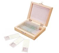Jiusion 25Pcs Prepared Microscope Slides Set with Fitted Wooden Case, Animals Insects Plants Flowers Sample Biological Specimen, Stereo Microscope Slide for Basic Biological Science Education