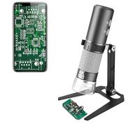 Jiusion 4K WiFi USB Digital Handheld Microscope, 50 to 1000x Wireless Magnification Endoscope 4K 3840x2160P Camera 8 LEDs with Metal Stand for iPhone/iPad Android Mac Windows Linux Chrome