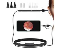 Jiusion 5.5mm Ear Otoscope USB Digital Cleaning HD Mini Handheld Endoscope 3 in 1 Ear Wax Removal Tool Portable Snake Camera 6 LED Lights IP67 Waterproof for Type C Micro USB Android Window Mac Linux