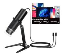 Jiusion Digital USB Microscope for iPhone/iPad Android Mobile & Tablet, 50 to 1000X Mobile Coin Adult Student Kid Scope Jewelers Loupe 1920x1440P Recording with Metal Stable Stand - Not for PC