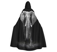 JIUTY 3d Gray Elephant Printing Masquerade,Adult Economic Hooded Cloak 57.8 Inches Long, Perfect For Halloween Parties,Dances
