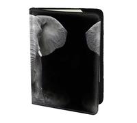 JIUTY 3D Gray Elephant Printing Passport Holder for Women Men,Cowhide Passport Travel Wallet, Travel Document Cover Accessories