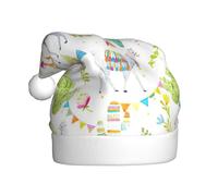 JIUTY Alpaca Llama Cactus Flag Mountain Printing Unisex Santa Hat For Christmas Headwear Thicken Xmas Hats Stage Halloween Community