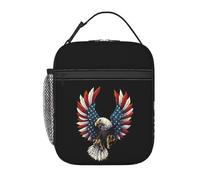 JIUTY American Eagle Flag Print Thermal Lunch Tote, Insulated Lunch Bag, Portable Cooler Bag with Secure Closure Carry