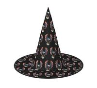 JIUTY American Eagle Flag Printing 2 Piece Cosplay Witch Cap Halloween Parties Hat, Witch Costume Accessory For Halloween Party