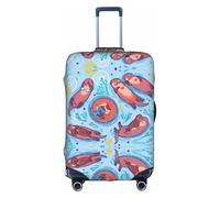 JIUTY Animal Cute Brown Otters Printing Large Suitcase Cover, Stretchable Suitcase Cover with Double-Sided Print, Keeps Luggage Closed
