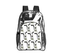 JIUTY Animal Funny Cow Head Black White Print Clear Security Backpack Pvc School Bookbag Travel Front Pocket Side Mesh Modern Utility