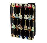 JIUTY Art Guitar Pattern Printing Passport Holder for Women Men,Cowhide Passport Travel Wallet, Travel Document Cover Accessories