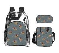 JIUTY Barn Swallow In Graphite Printed Backpack Set 3 In 1 Clear Bag Set For School Work Stadium Events And Daily Carry